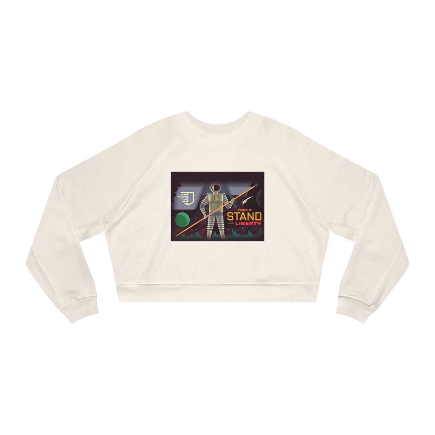 Liberty Blockchain Astronaut Women's Cropped Fleece Pullover