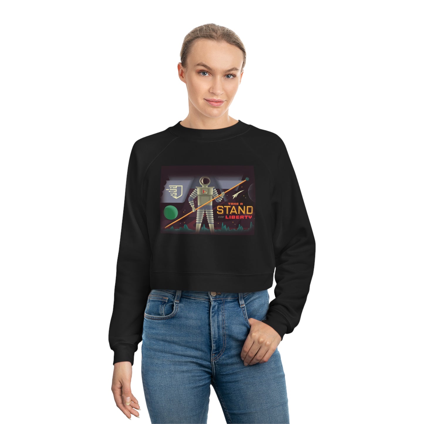 Liberty Blockchain Astronaut Women's Cropped Fleece Pullover