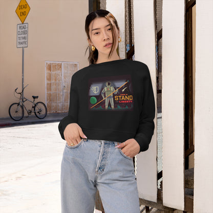 Liberty Blockchain Astronaut Women's Cropped Fleece Pullover